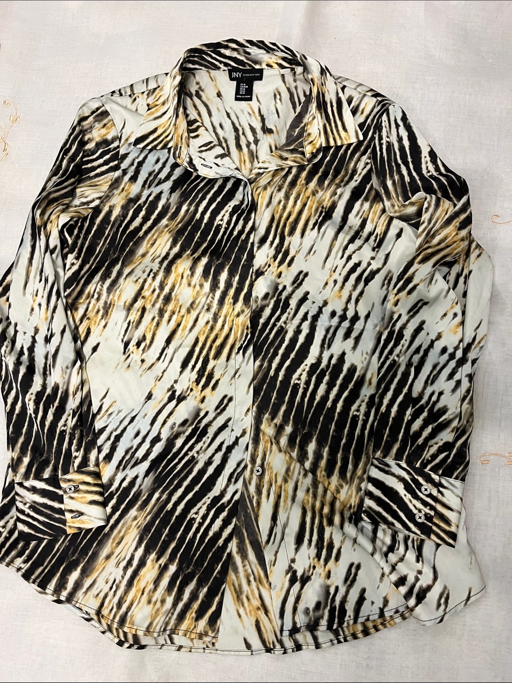 JNY women’s  Black & Gold Patterned Long-Sleeve Shirt
